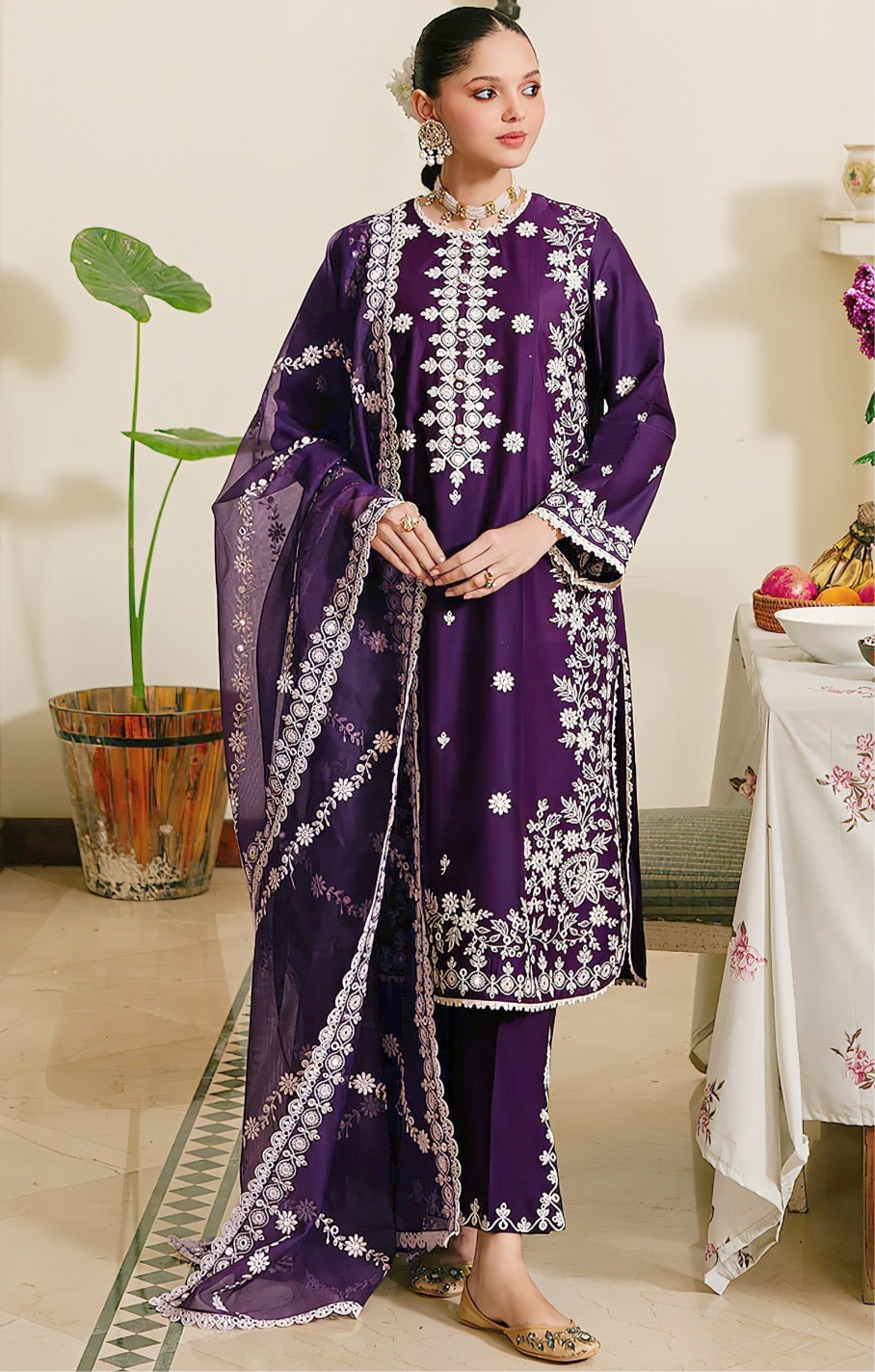 CROSS STICH | LAWN 3 PIECE UNSTICHED FULL HEAVY EMB SUIT WITH READY TO WEAR CUTTWORK DUBATA FOR SUMMER 2026