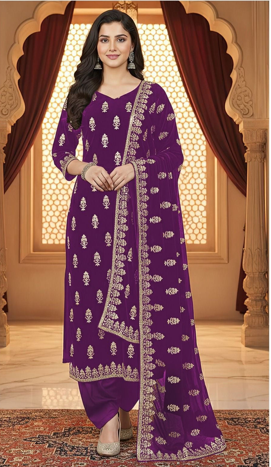 ZARA SHAHJAHAN | VELVET PHONEX 11000 MICRO FULL HEAVY EMB SUIT FOR WEDDING SEASON 2025-26 PURPLE