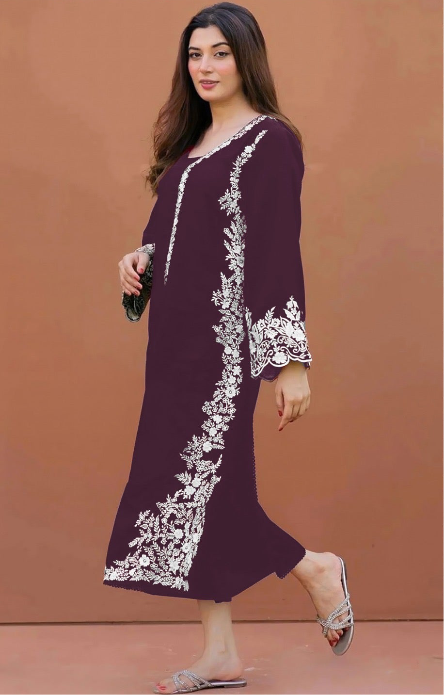ZAINAB CHUTANI | LAWN 2 PC FULL HEAVY EMB SUIT FOR SUMMER 2026 PLUM