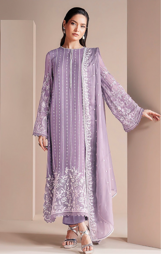 CROSS STICH | LAWN 3 PIECE UNSTICHED FULL HEAVY EMB SUIT WITH READY TO WEAR CUTTWORK DUBATA FOR SUMMER 2026