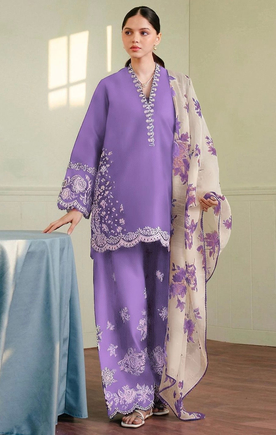 COCO BY ZARA SHAJAHAN | LAWN 3 PIECE UNSTICHED FULL HEAVY EMB SUIT WITH READY TO WEAR PRINT  DUBATA FOR SUMMER 2026