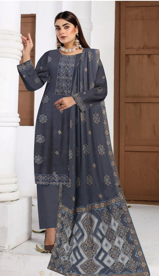 MOTIFZ | DHANAK 3 PIECE FULL EMBROIDERED SUIT FOR WINTER 2024-2025