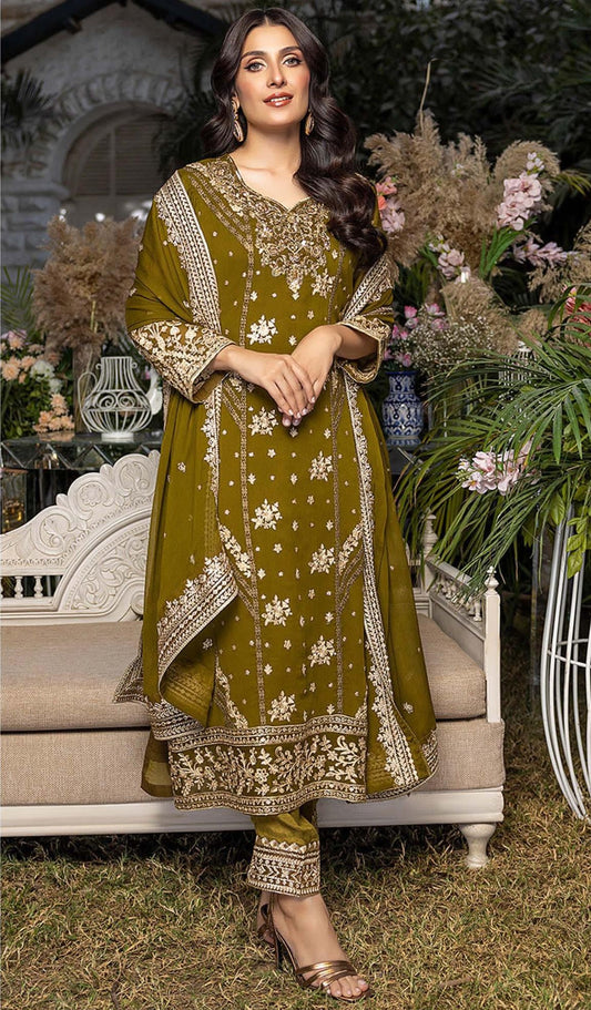 AZURE | DHANAK 3 PIECE FULL EMBROIDERED SUIT FOR WINTER 2024-2025