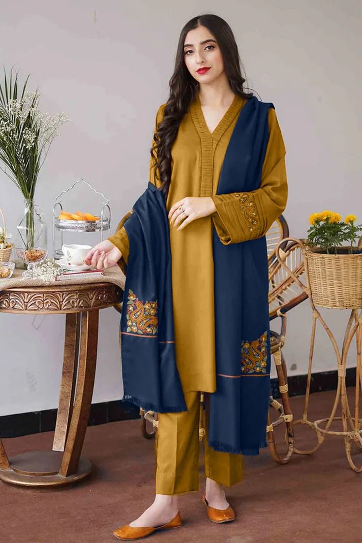 ASLIN | DHANAK 3 PIECE FULL HEAVY EMBROIDERED SUIT FOR WINTER 2024-2025