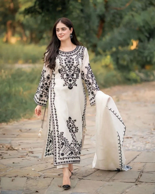 ZARA SHAHJAH | DHANAK 3 PIECE FULL HEAVY EMB SUIT FOR WINTER 2024-2025