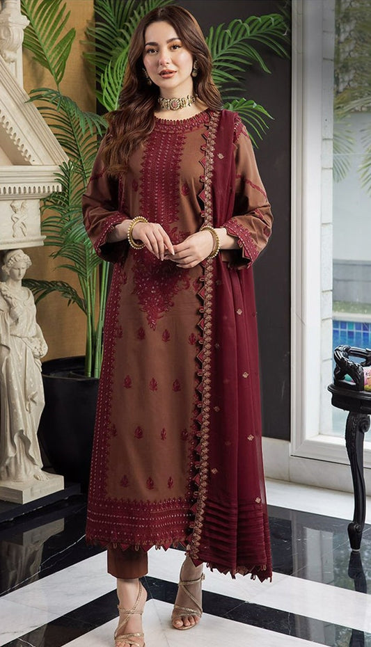 ASIM JOFA | DHANAK 3 PIECE FULL HEAVY EMBROIDERED SUIT FOR WINTER 2024-2025