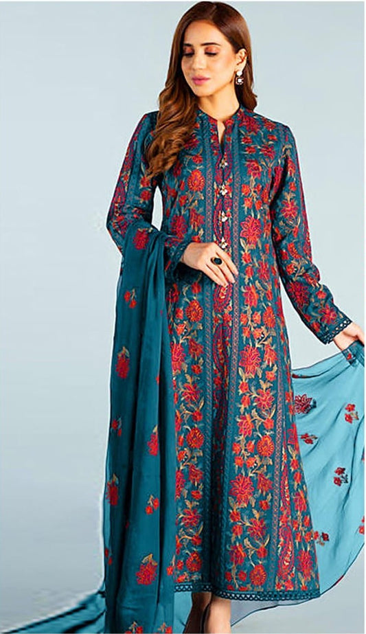BAREEZE | DHANAK 3 PIECE FULL EMBROIDERED SUIT FOR WINTER 2024-2025