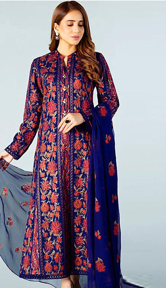 BAREEZE | DHANAK 3 PIECE FULL EMBROIDERED SUIT FOR WINTER 2024-2025