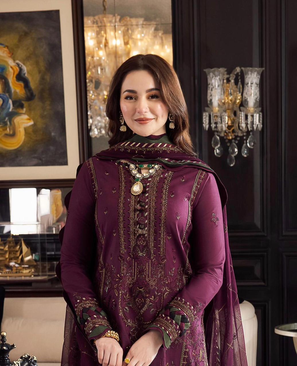 ASIM JOFA | DHANAK 3 PIECE FULL HEAVY EMB SUIT FOR WINTER 2024-2025 AZ-6035