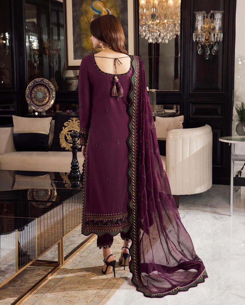 ASIM JOFA | DHANAK 3 PIECE FULL HEAVY EMB SUIT FOR WINTER 2024-2025 AZ-6035