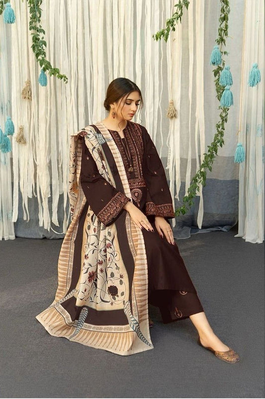 ASLIN | DHANAK 3 PIECE FULL HEAVY EMB SUIT FOR WINTER 2024-2025