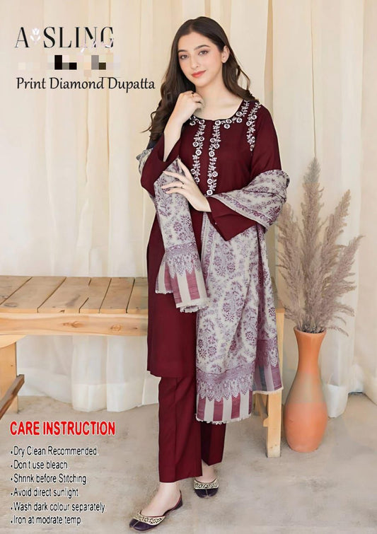 ASLIN | DHANAK 3 PIECE FULL HEAVY EMB SUIT FOR WINTER 2024-2025