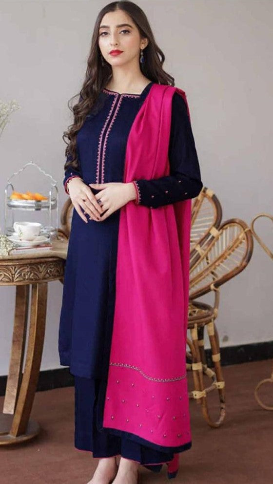 ASLIN | DHANAK 3 PIECE FULL HEAVY EMB SUIT FOR WINTER 2024-2025