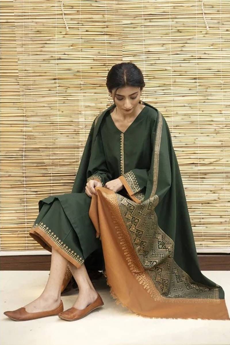 ASLIN | DHANAK 3 PIECE FULL EMBROIDERED SUIT FOR WINTER 2024-2025