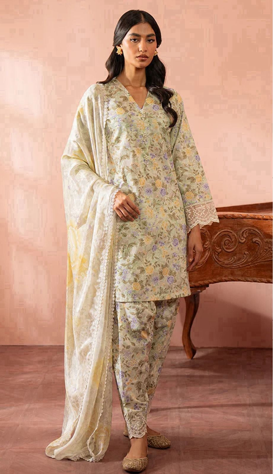 CROSS STICH | KHADAR 3 PIECE PRINT SUIT FOR WINTER 2024-2025