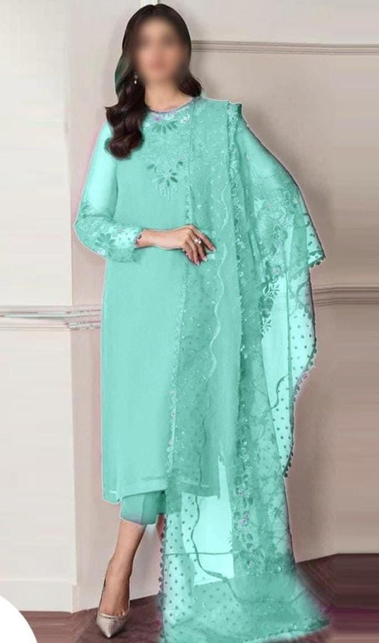 BAROQUE | CHIFFON 3 PIECE FULL HEAVY EMB SUIT FOR PARTY WEAR 2025 D291/292 SEE GREEN