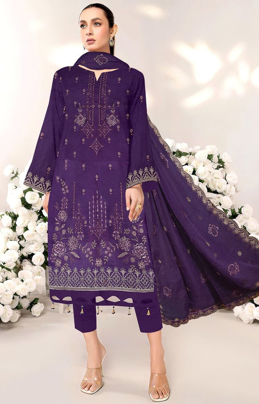 MARIA.B | LAWN 3 PIECE UNSTICHED FULL HEAVY EMB SUIT FOR SUMMER 2025