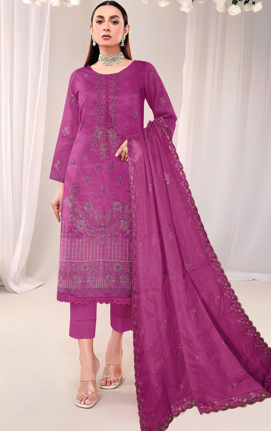 MARIA.B |  LAWN 3 PIECE UNSTICHED FULL HEAVY EMB SUIT FOR SUMMER 2025