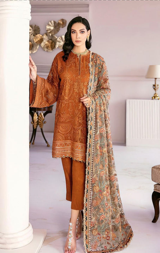 BAROQUE |  LAWN 3 PIECE UNSTICHED FULL HEAVY EMB SUIT FOR SUMMER 2025