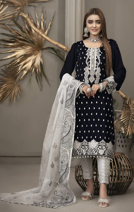MARIA.B | LAWN 3 PIECE UNSTICHED FULL HEAVY EMB SUIT FOR SUMMER 2025