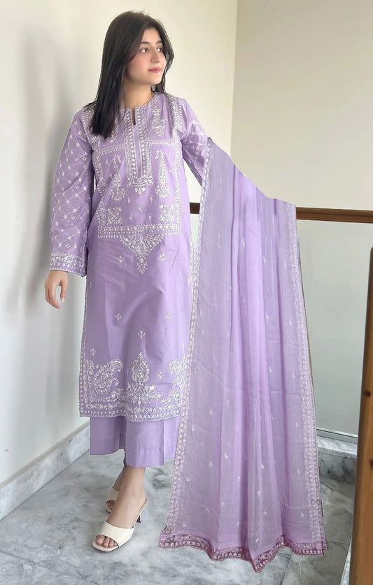 ASIM JOFA | LAWN 3 PIECE UNSTICHED FULL HEAVY EMB SUIT FOR SUMMER 2025