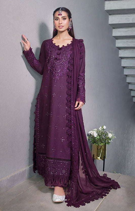ASIM JOFA | LAWN 3 PIECE UNSTICHED FULL HEAVY EMB SUIT FOR SUMMER 2025