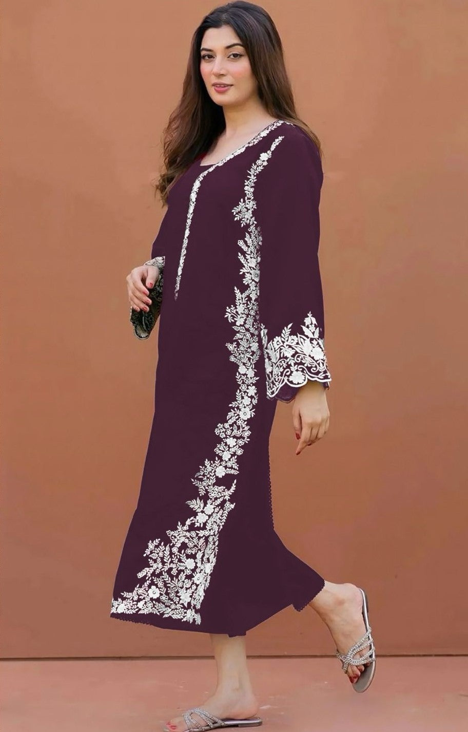 ZAINAB CHOTTANI | LAWN 2 PIECE UNSTICHED FULL HEAVY EMB SUIT FOR SUMMER 2025 PLUM