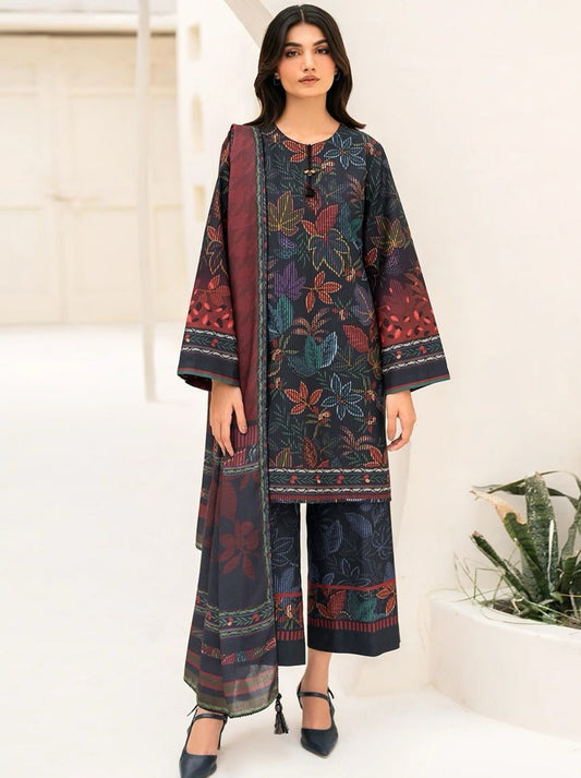 NISHA | LAWN 3 PIECE UNSTICHED DIGITAL PRINTED SUIT FOR SUMMER 2025