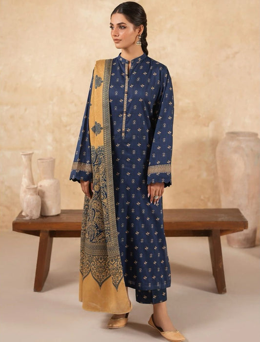NISHA | LAWN 3 PIECE UNSTICHED DIGITAL PRINTED SUIT FOR SUMMER 2025