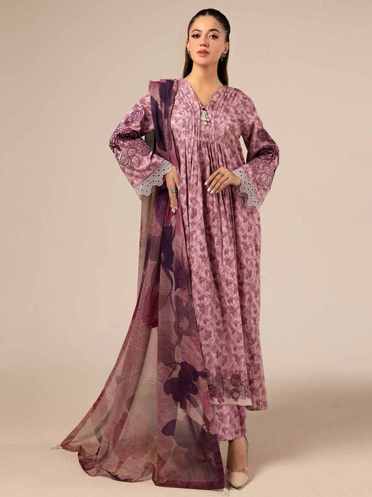 NISHA | LAWN 3 PIECE UNSTICHED DIGITAL PRINTED SUIT FOR SUMMER 2025