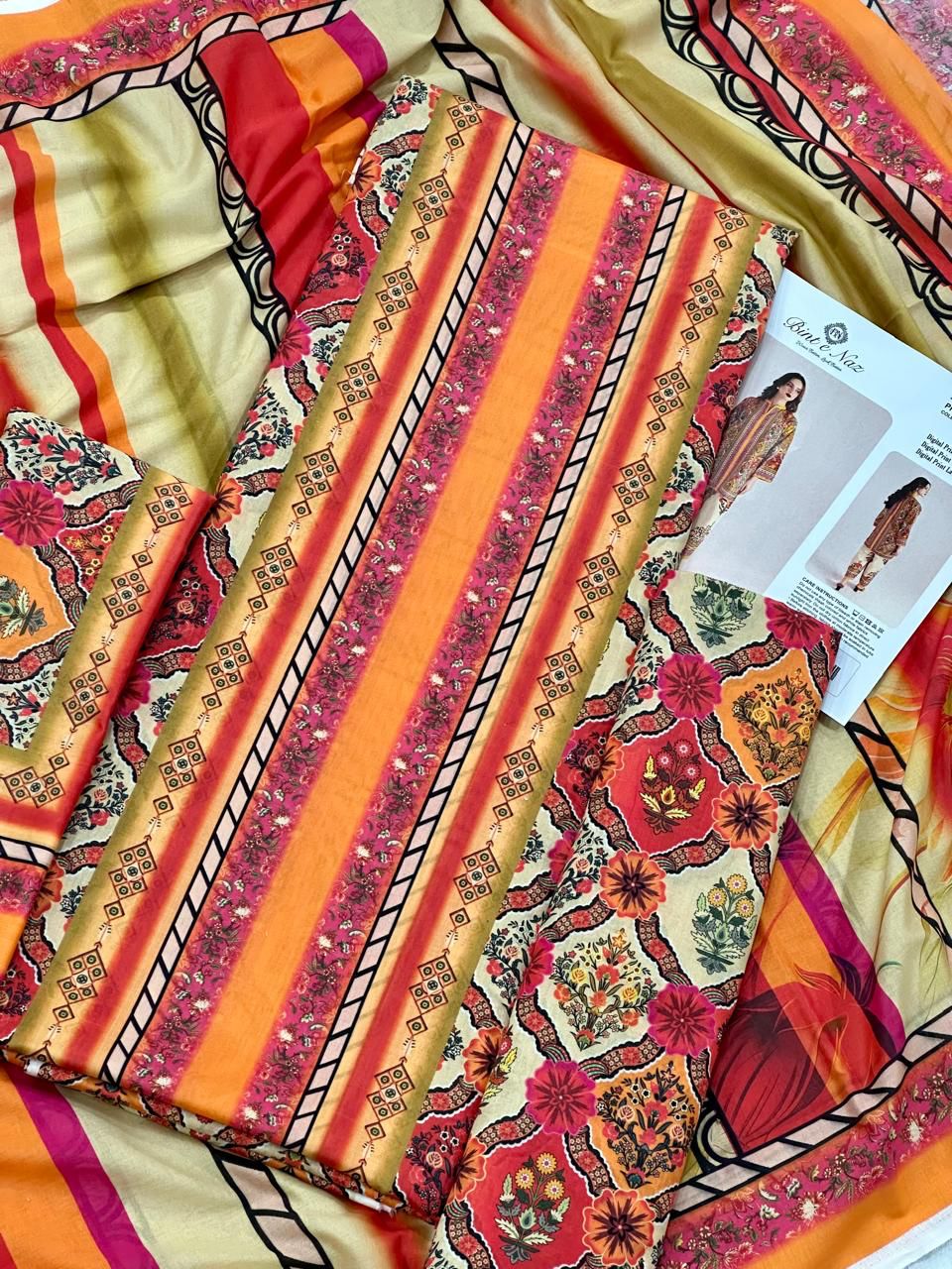 BINT-E-NAZ | LAWN 3 PIECE UNSTICHED PRINT SUIT FOR SUMMER 2025