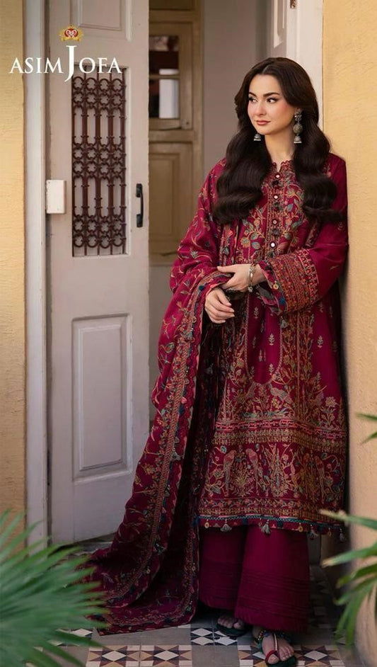 ASIM JOFA | LAWN 3 PIECE UNSTICHED FULL HEAVY EMB SUIT FOR SUMMER 2025