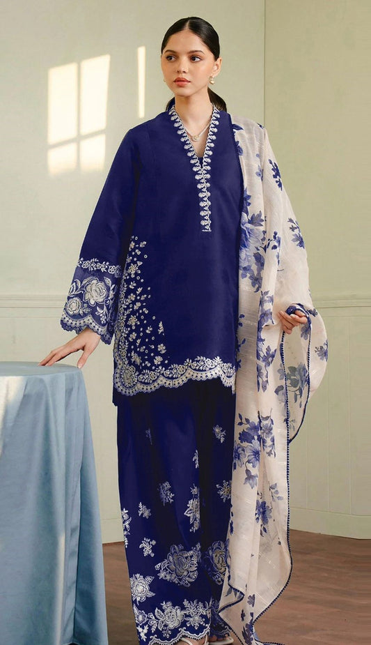 ZARA SHAH JAHAN | LAWN 3 PIECE UNSTICHED FULL HEAVY EMB SUIT FOR SUMMER 2025