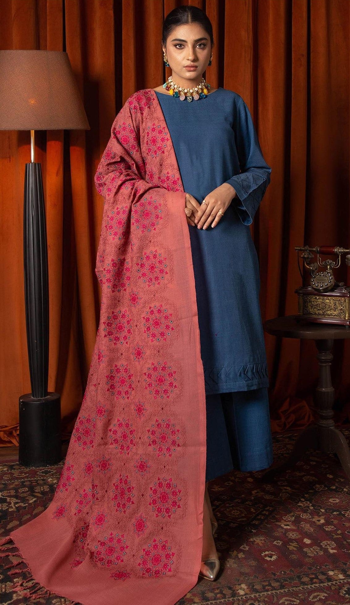 MOTIFZ | DHANAK 3 PIECE FULL EMBROIDERED SUIT FOR WINTER 2024-2025