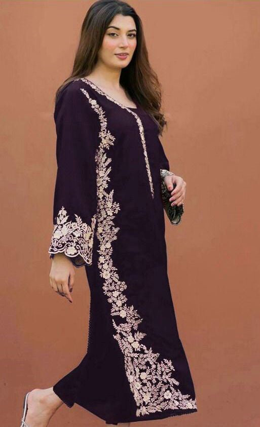 ASLIN | DHANAK 2 PIECE FULL HEAVY EMB SUIT FOR WINTER 2024-2025 PLUM