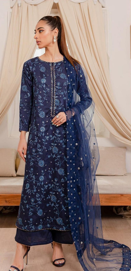 LIMELIGHT | LAWN 3 PIECE FULL HEAVY EMB UNSTICHED SUIT FOR SUMMER 2025