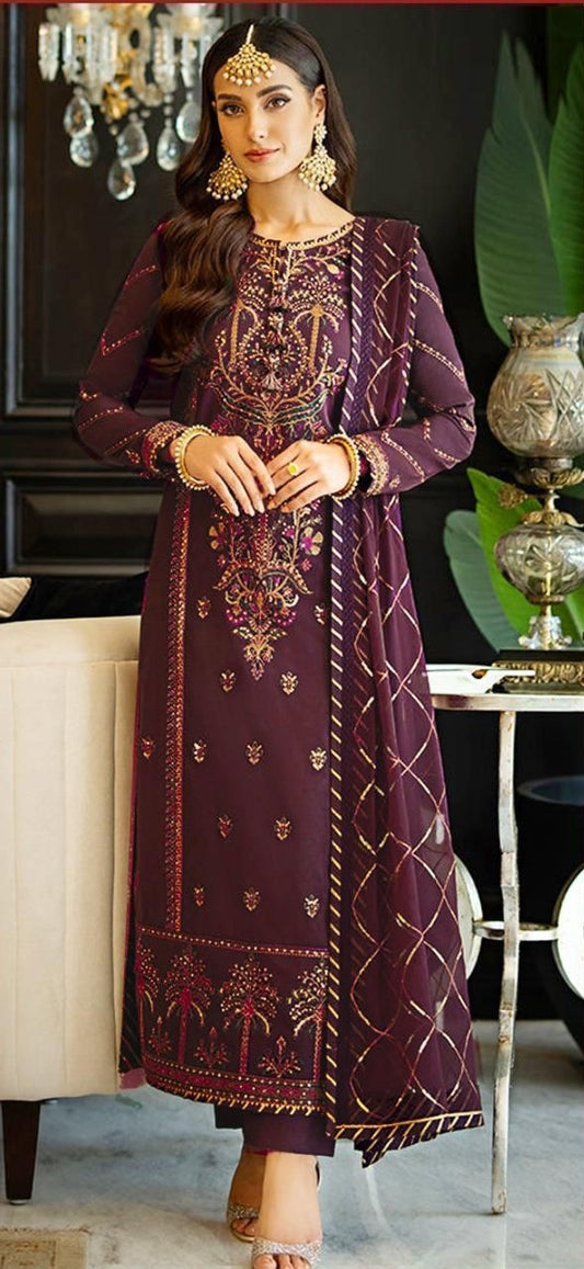 ASIM JOFA | LAWN 3 PIECE FULL HEAVY EMB UNSTICHED SUIT FOR SUMMER 2025