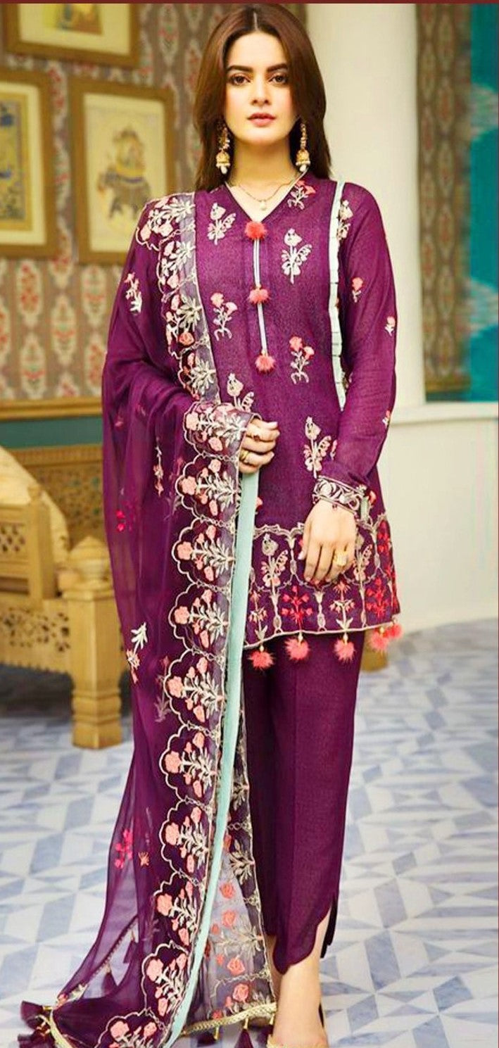 RANG RASIYA | LAWN 3 PIECE FULL HEAVY EMB UNSTICHED SUIT FOR SUMMER 2025