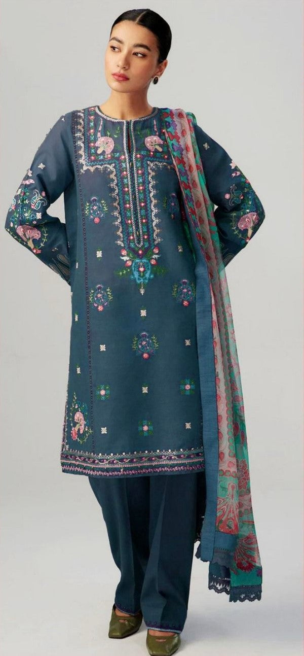 ZARA SHAHJAHAN | LAWN 2 PIECE FULL EMB UNSTICHED SUIT FOR SUMMER 2025