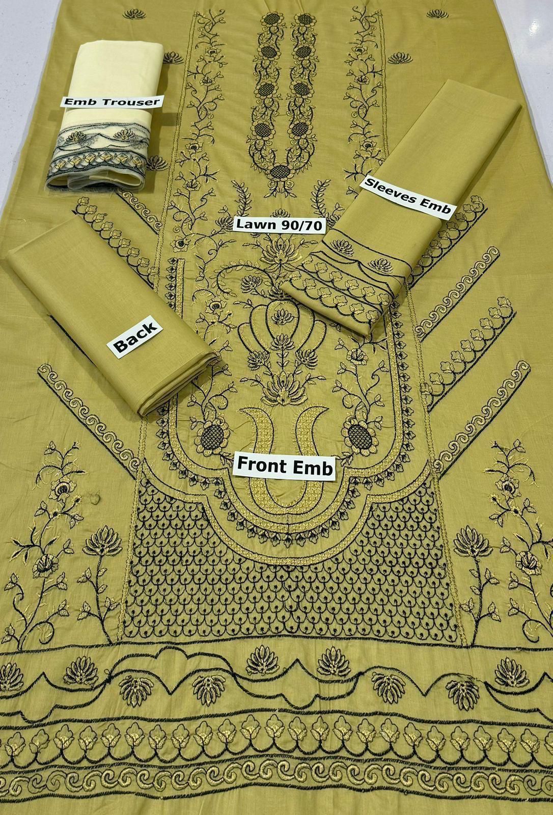 BEECHTREE | LAWN 2 PIECE FULL EMB UNSTICHED SUIT FOR SUMMER 2025