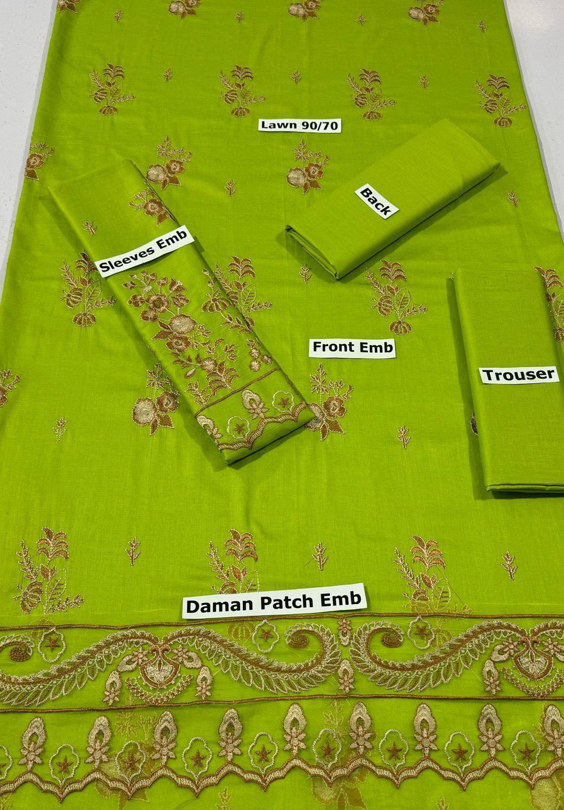 LIMELIGHT | LAWN 2 PIECE FULL EMB UNSTICHED SUIT FOR SUMMER 2025