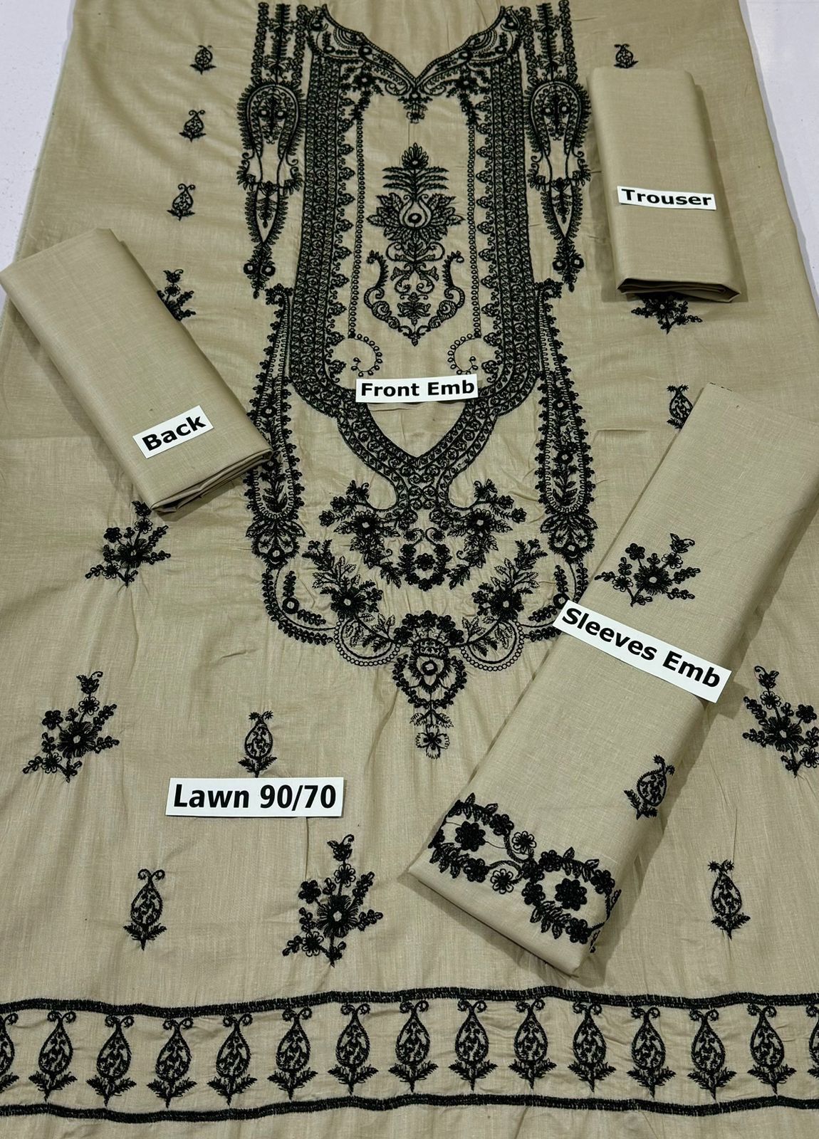 ETHNIC| LAWN 2 PIECE FULL EMB UNSTICHED SUIT FOR SUMMER 2025