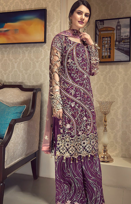 ZEBTAN | LAWN 3 PIECE UNSTICHED FULL HEAVY EMB SUIT FOR SUMMER 2025