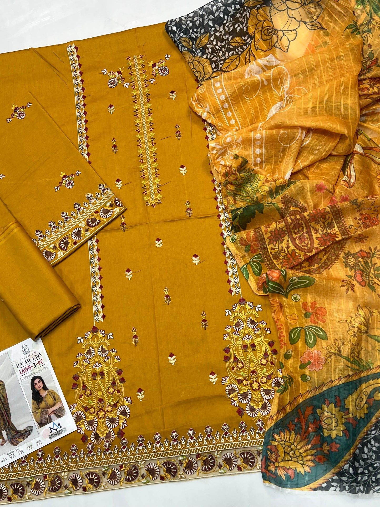 SAPPHIRE | LAWN 3 PIECE UNSTICHED FULL HEAVY EMB SUIT FOR SUMMER 2025