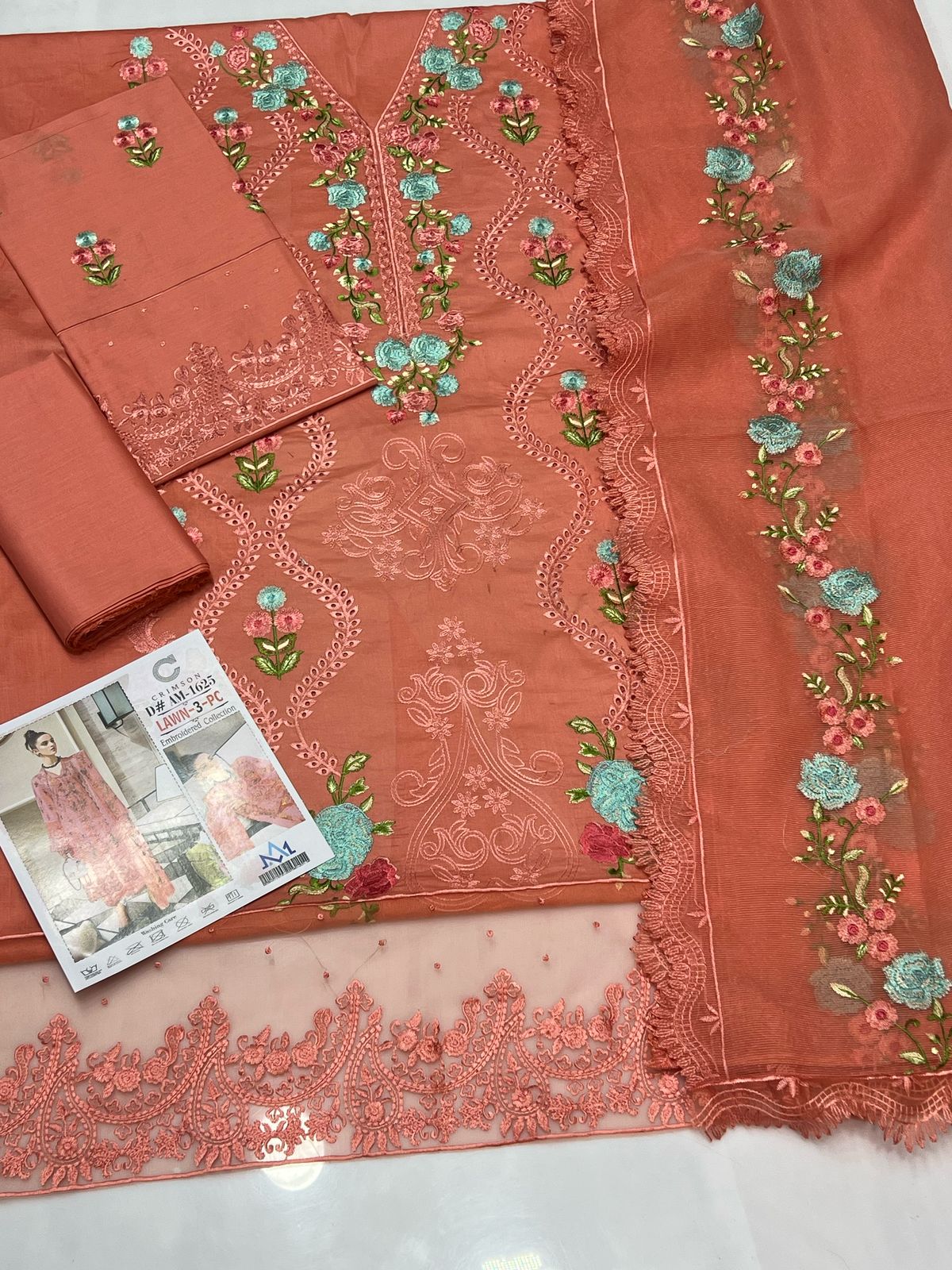 CRIMSON | LAWN 3 PIECE UNSTICHED FULL HEAVY EMB SUIT FOR SUMMER 2025