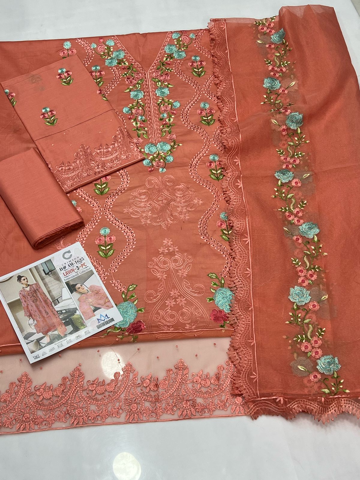 CRIMSON | LAWN 3 PIECE UNSTICHED FULL HEAVY EMB SUIT FOR SUMMER 2025