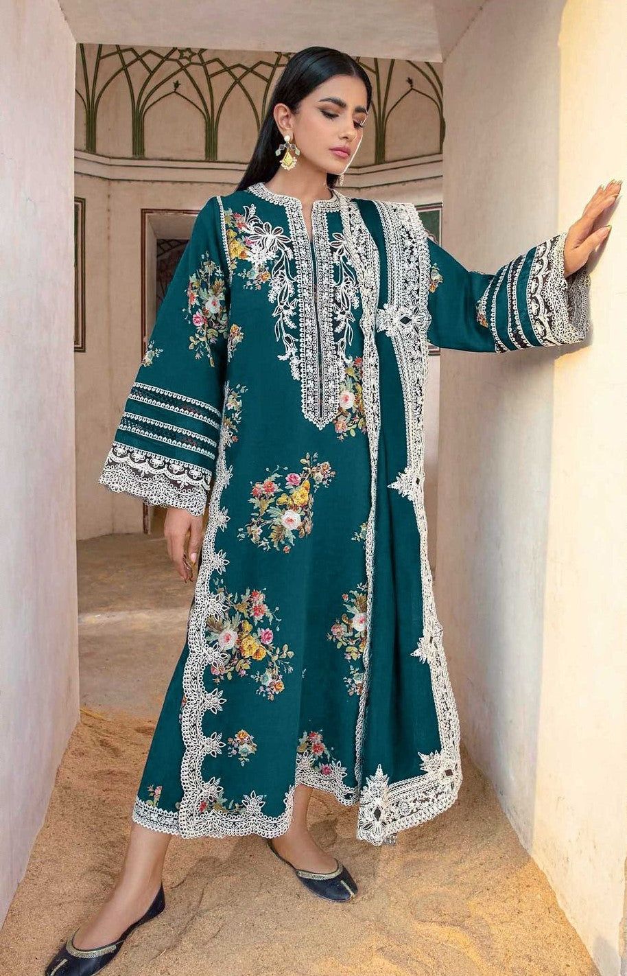 CRIMSON | LAWN 3 PIECE UNSTICHED FULL HEAVY EMB SUIT FOR SUMMER 2025