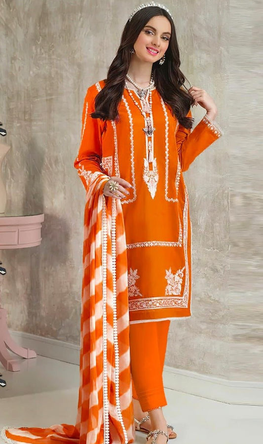 ASIM JOFA | LAWN 3 PIECE UNSTICHED FULL HEAVY EMB SUIT FOR SUMMER 2025