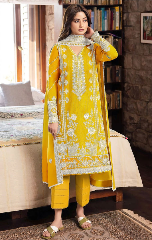 ZARA SHAH JAHAN | LAWN 3 PIECE UNSTICHED FULL HEAVY EMB SUIT FOR SUMMER 2025