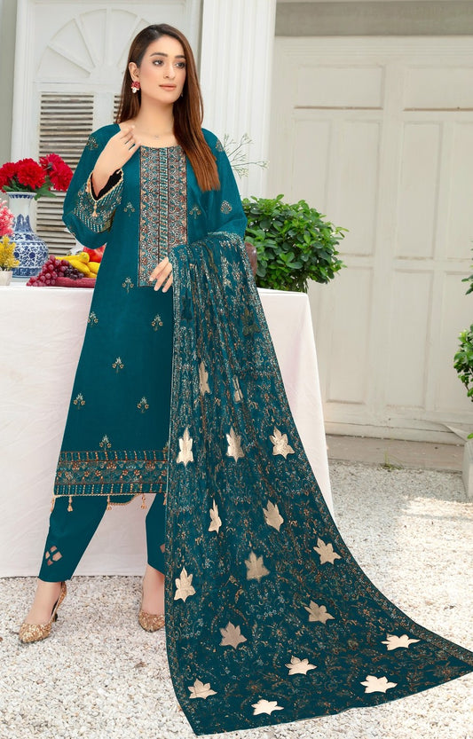 BAREEZE | DHANAK 3 PIECE UNSTICHED FULL HEAVY EMB SUIT WITH HEAVY EMB SHAWL FOR WINTER 2025-26